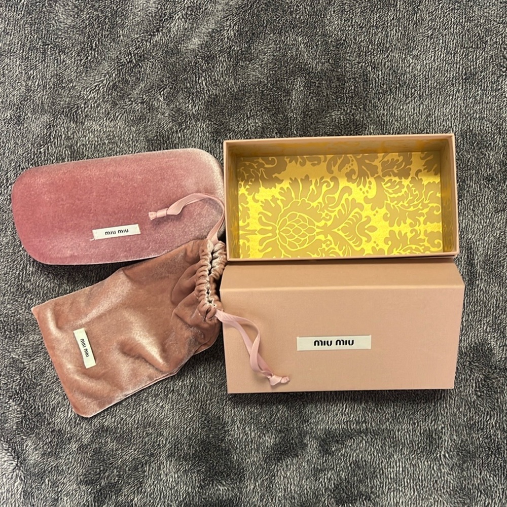 Miu Miu Blush and Gold Sunglasses Case Set